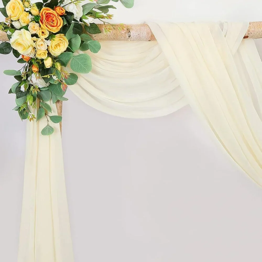 Wedding Arch Draping Fabric Ivory, White 2 Panels 6 Yards Sheer Chiffon Backdrop